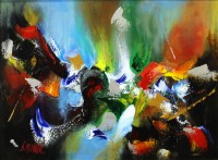 S. M. Naqvi, Acrylic on Canvas, 18 x 24 Inch, Abstract Painting, AC-SMN-019